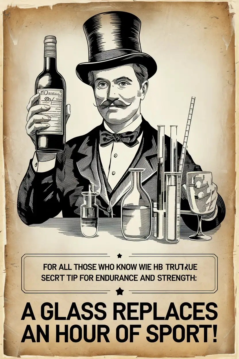 Vintage Doctor with Wine Bottle in Retro Laboratory Setting