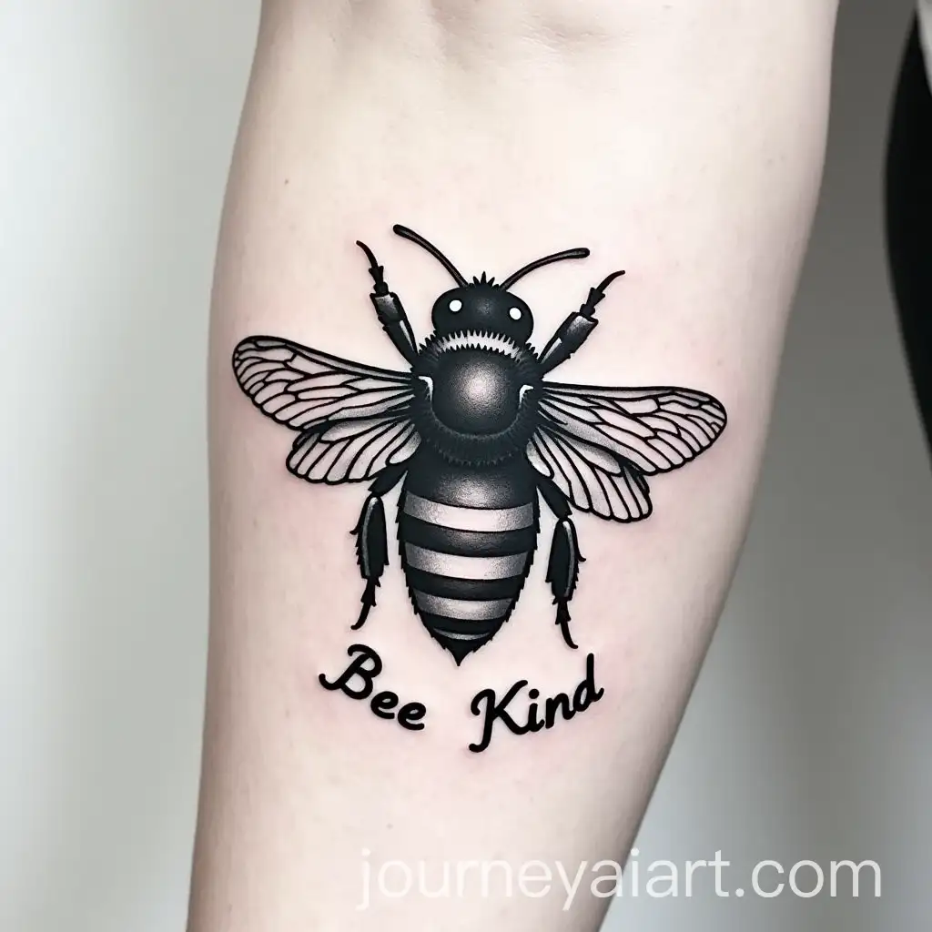 Black-and-White-Tattoo-Design-Featuring-the-Patron-Bee-with-Bee-Kind-Text