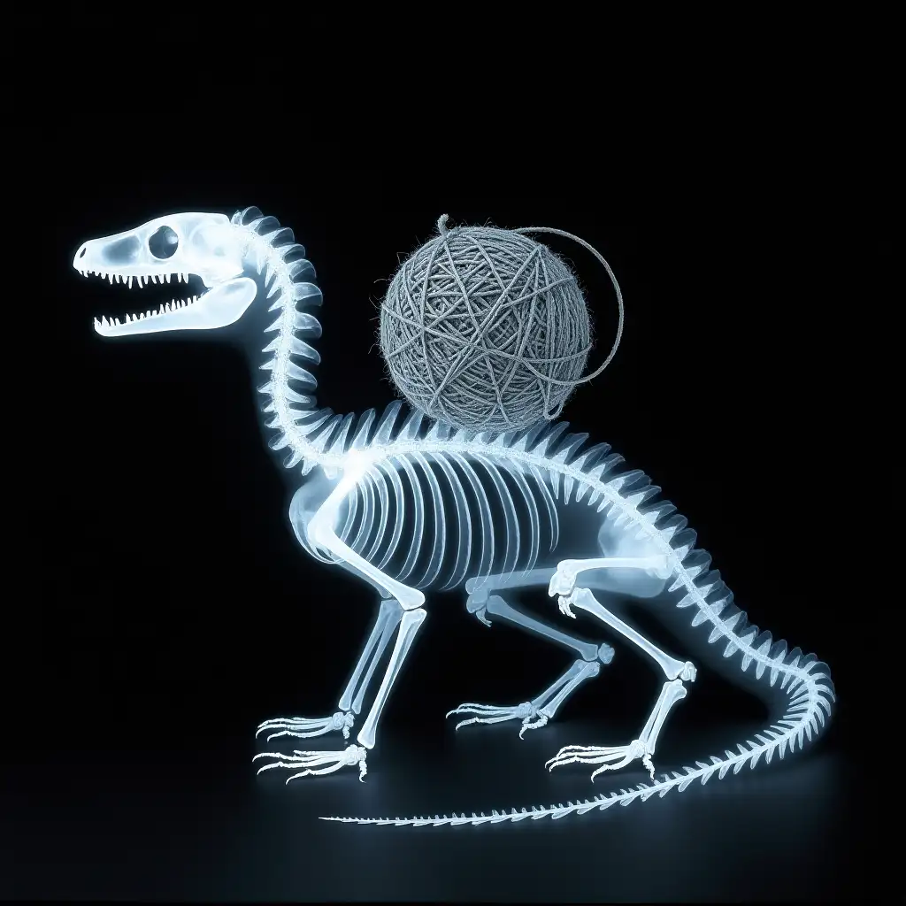 Lizard-Skeleton-with-Yarn-and-Encephalopod-Fusion-in-XRay-Art