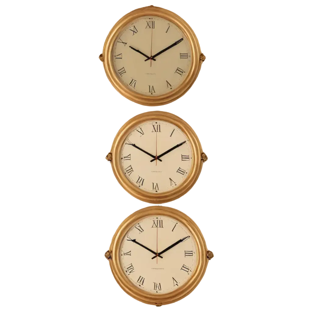 Wall-Clocks-in-a-Golden-Frame-PNG-Elegant-Timepieces-for-Digital-Designs