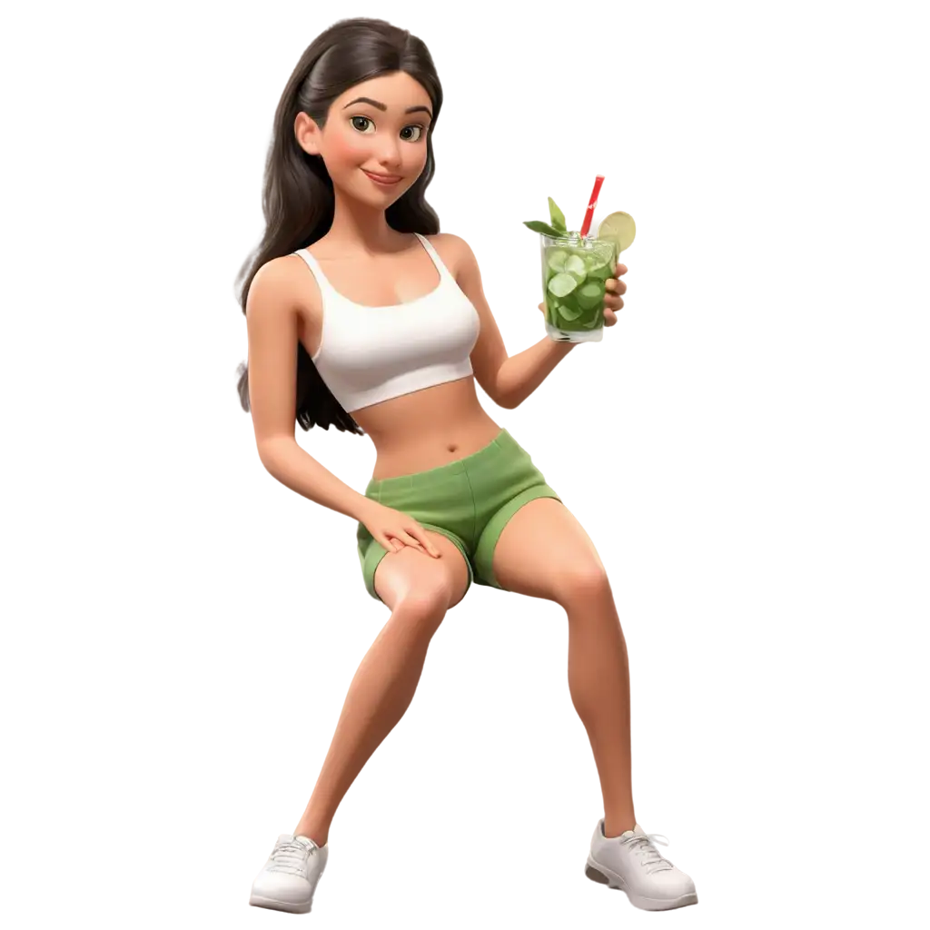 3D-Realistic-Girl-Taking-a-Mojito-with-Ice-Enhance-Your-Content-with-a-PNG-Image