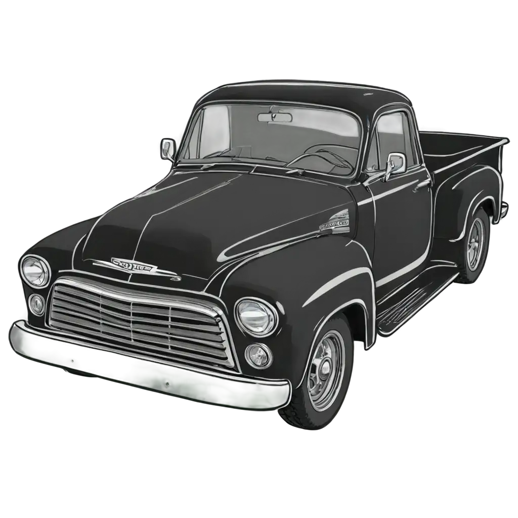 Retro-Chevrolet-Pickup-PNG-Image-Black-and-White-Sketch