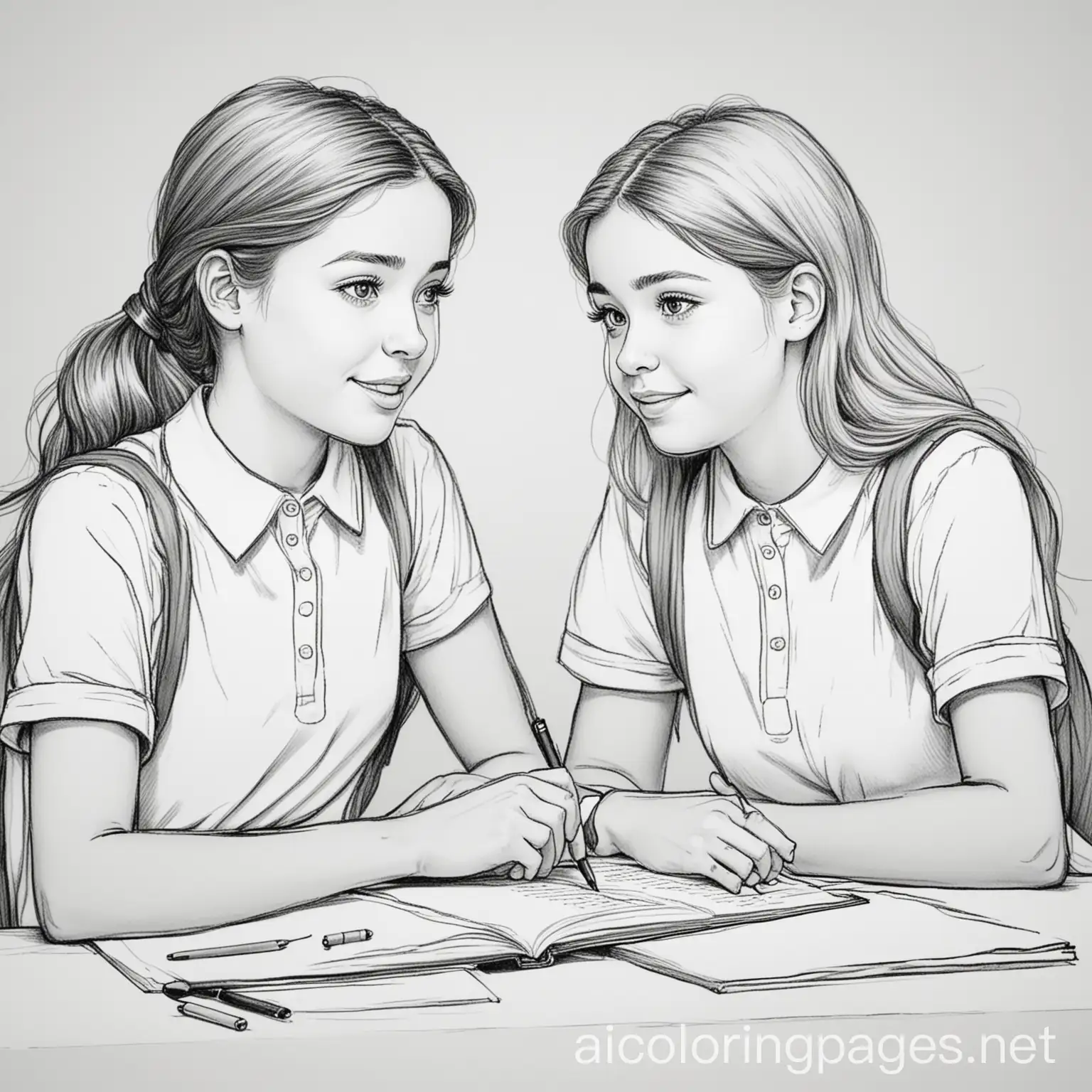 Two-Girls-Talking-in-School-Coloring-Page