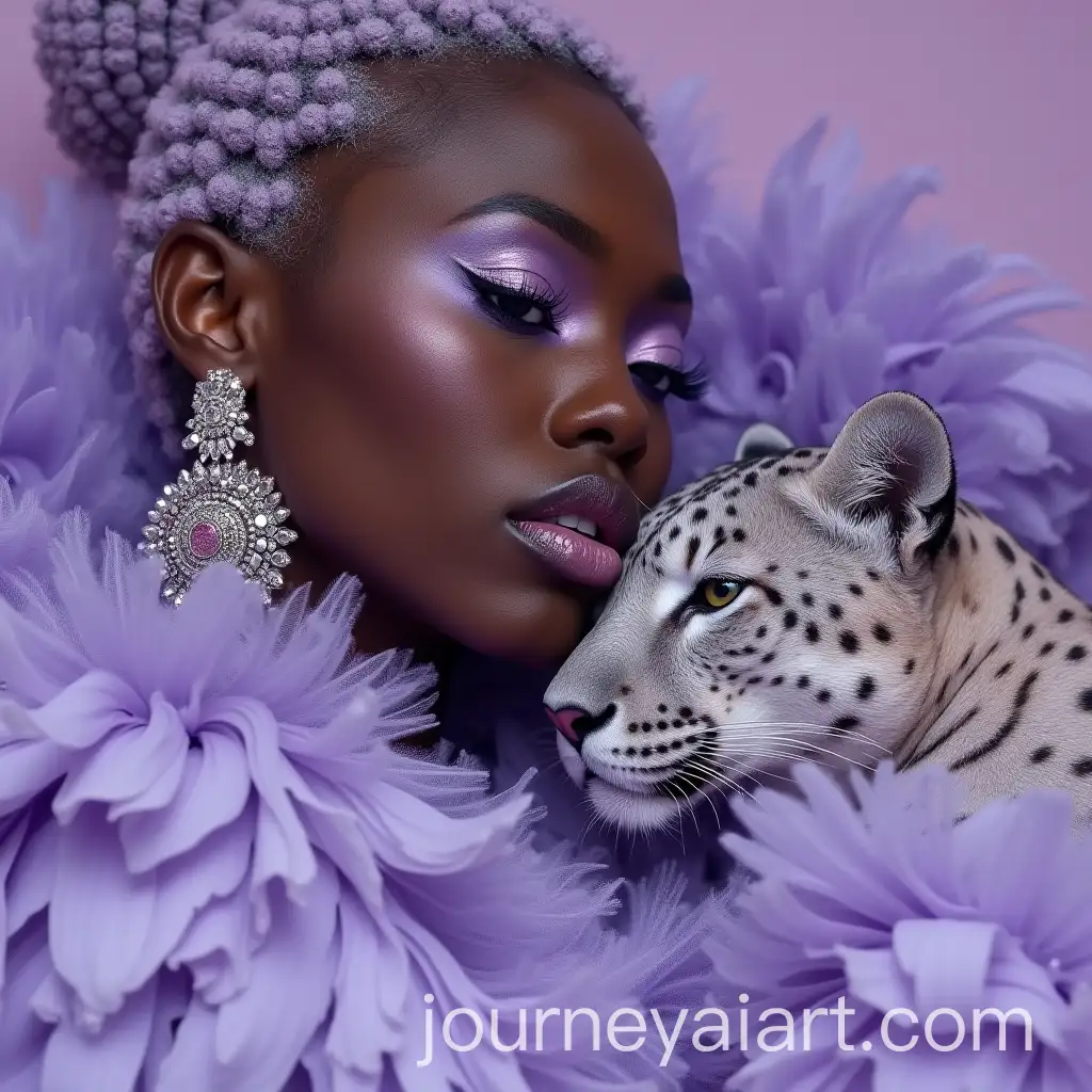 AvantGarde-Fashion-Portrait-of-Black-Model-with-Lavender-Panther
