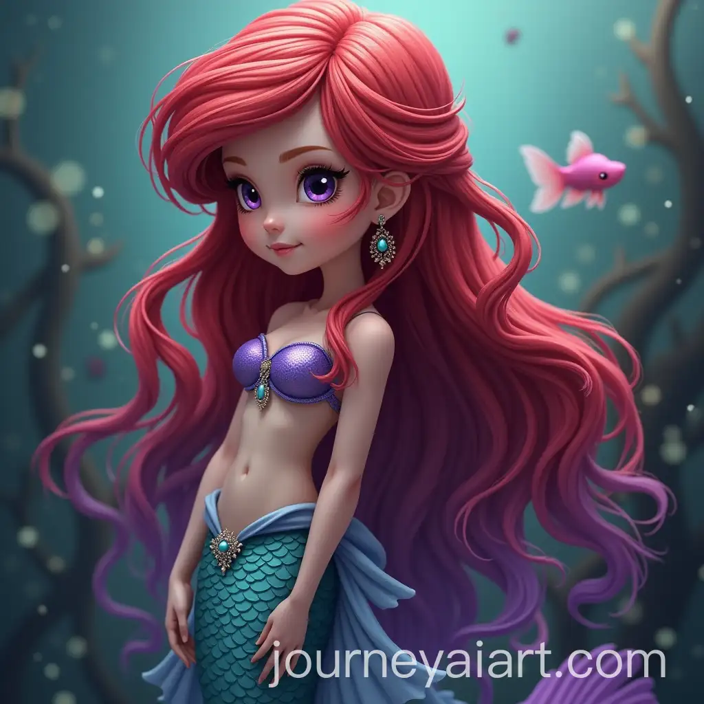 Young-Betta-Fish-Mermaid-with-Vibrant-Half-Red-and-Half-Purple-Hair