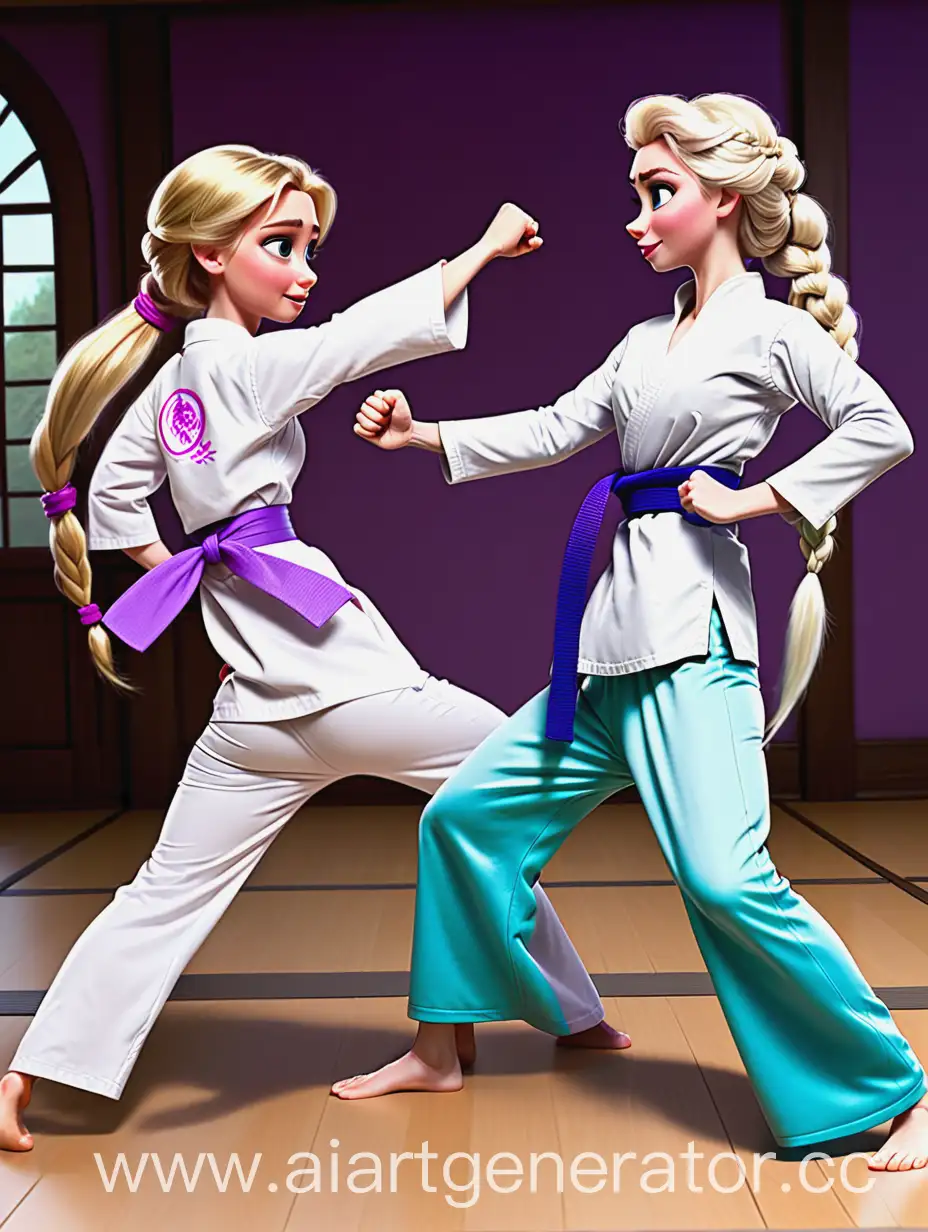 Fantasy-Princess-Showdown-Rapunzel-vs-Elsa-in-Karate-Battle