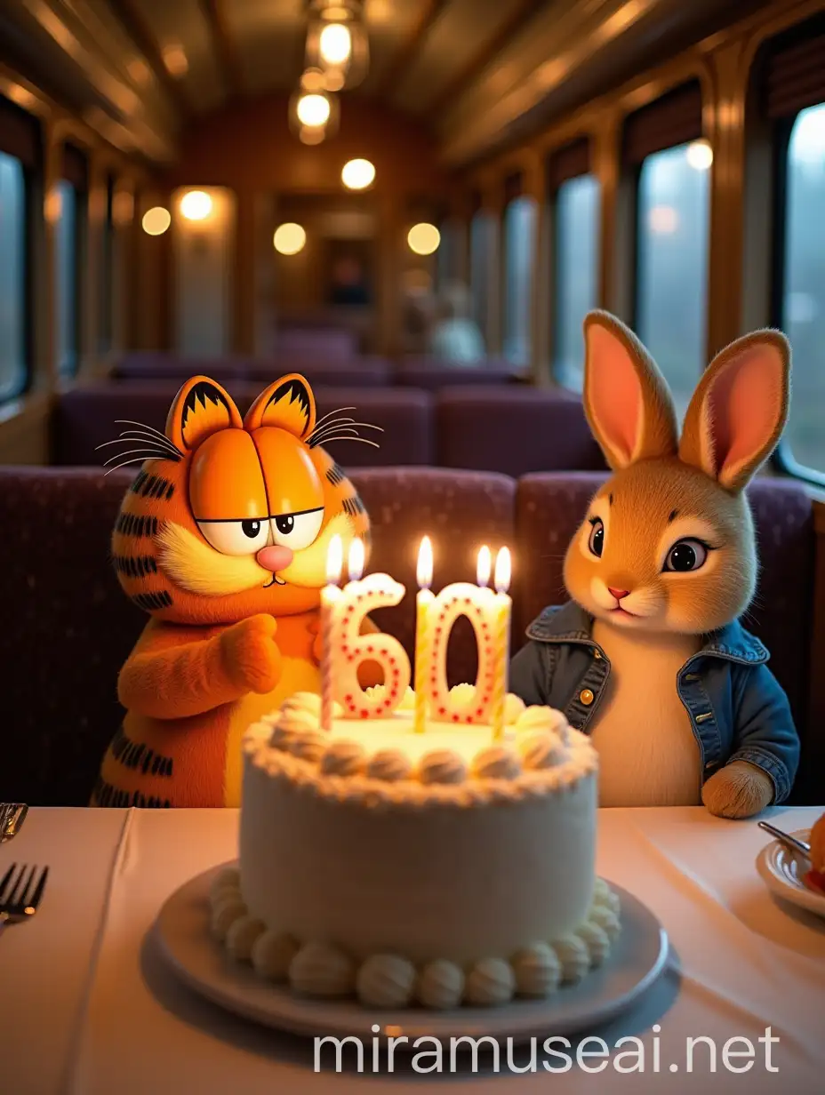 Luxurious Birthday Celebration on Train Carriage with Garfield and Peter Rabbit