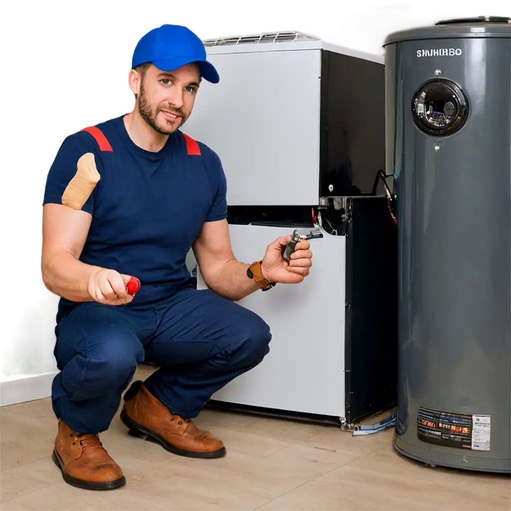 Plumber-Repairing-Boiler-in-Luxury-House-PNG-HighQuality-Image-for-Professional-Use