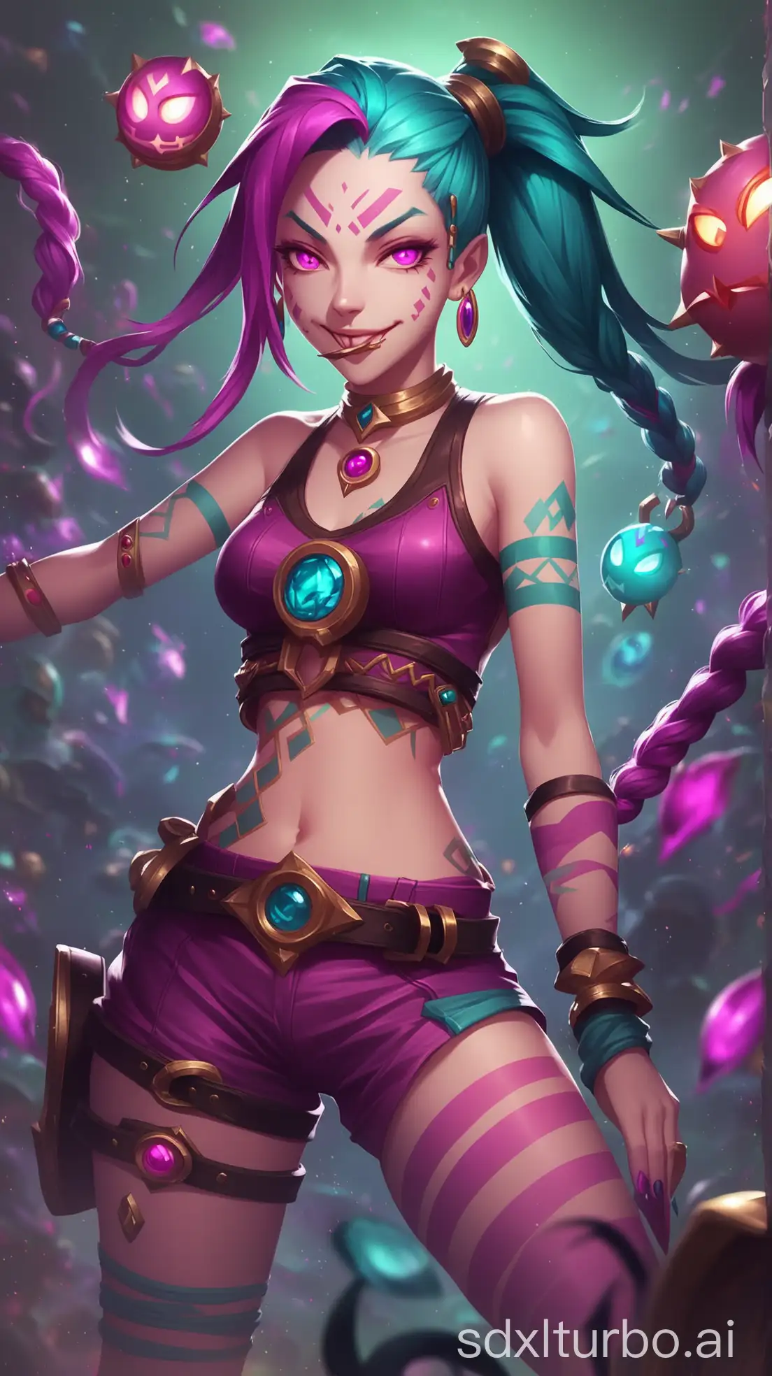 Jinx-from-League-of-Legends-in-a-Dynamic-Battle-Scene