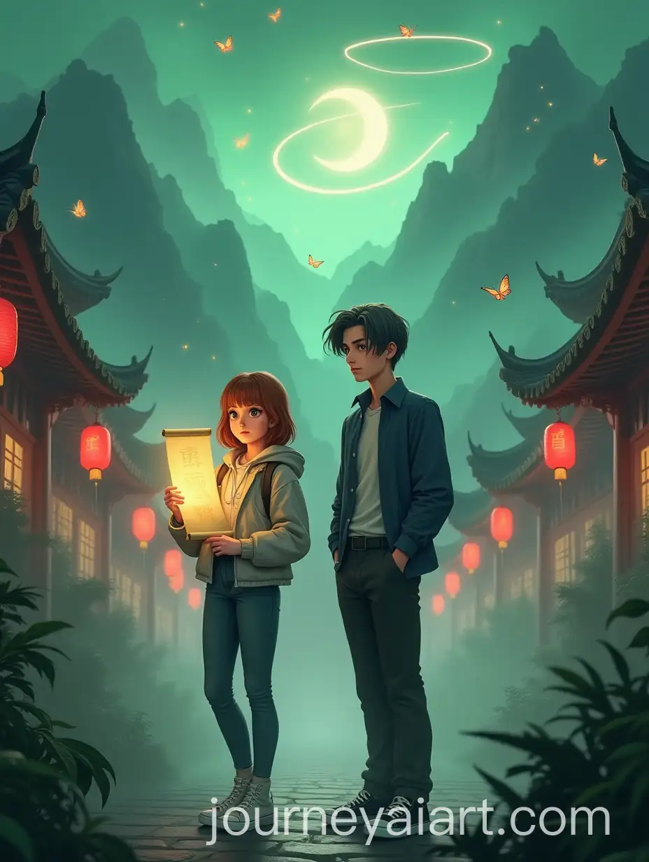 Fantasy-Book-Cover-Featuring-Modern-Russian-Girl-and-Stylish-Boy-in-Ancient-China-Setting