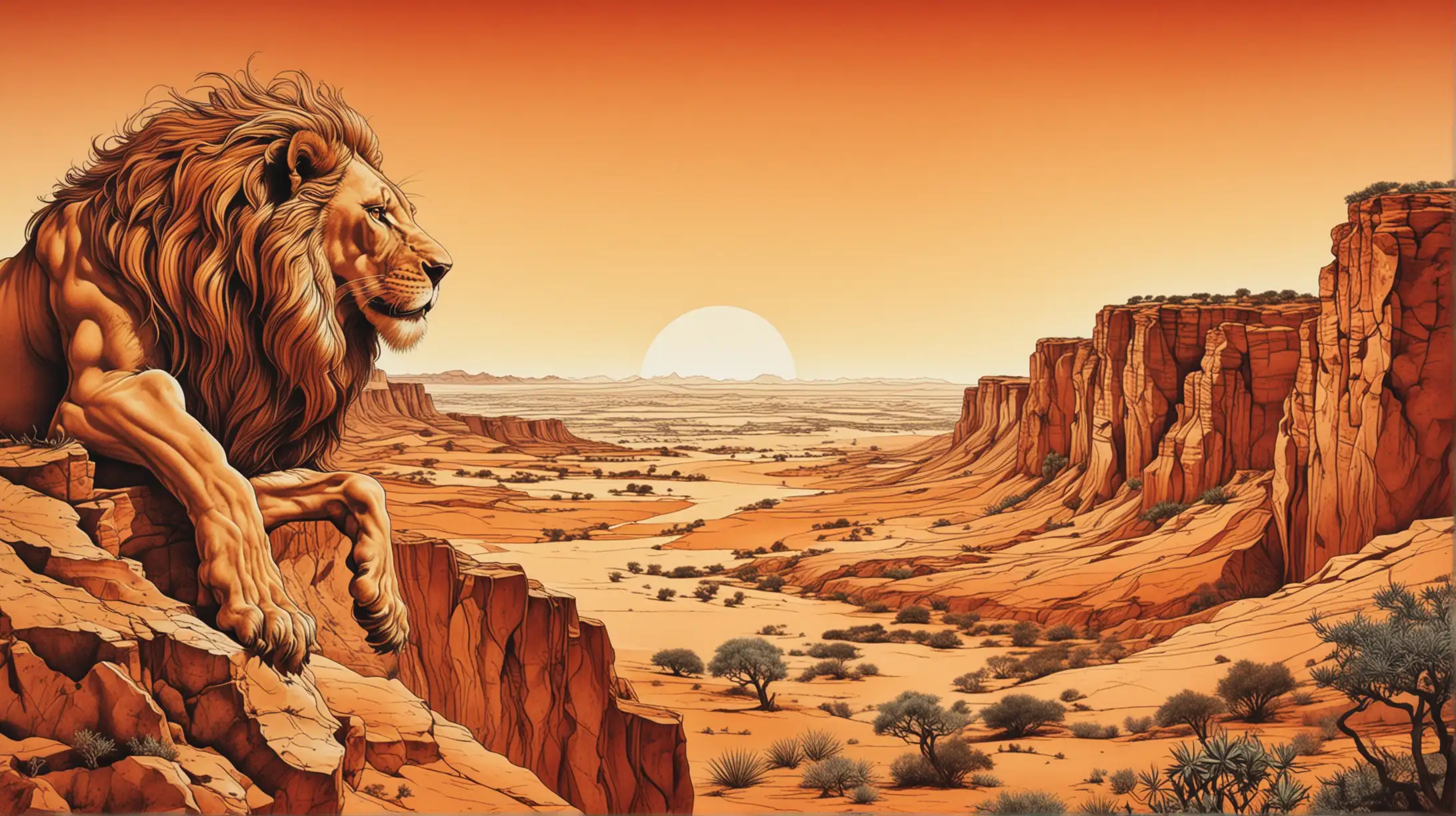 Surreal Salvador DaliInspired African Sahara Desert Lion Cliff View