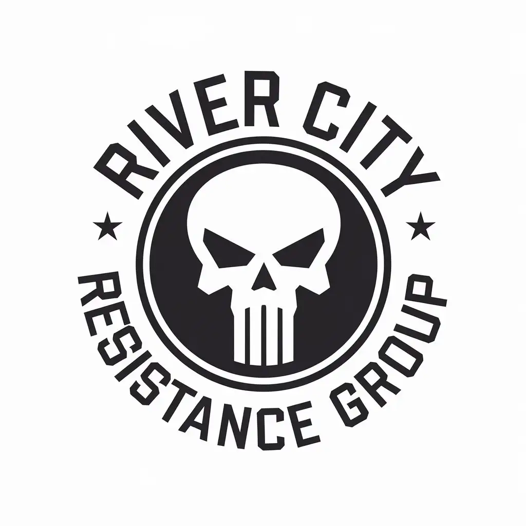 LOGO Design for River City Resistance Group Circle Skull with Moderate Theme for Entertainment Industry