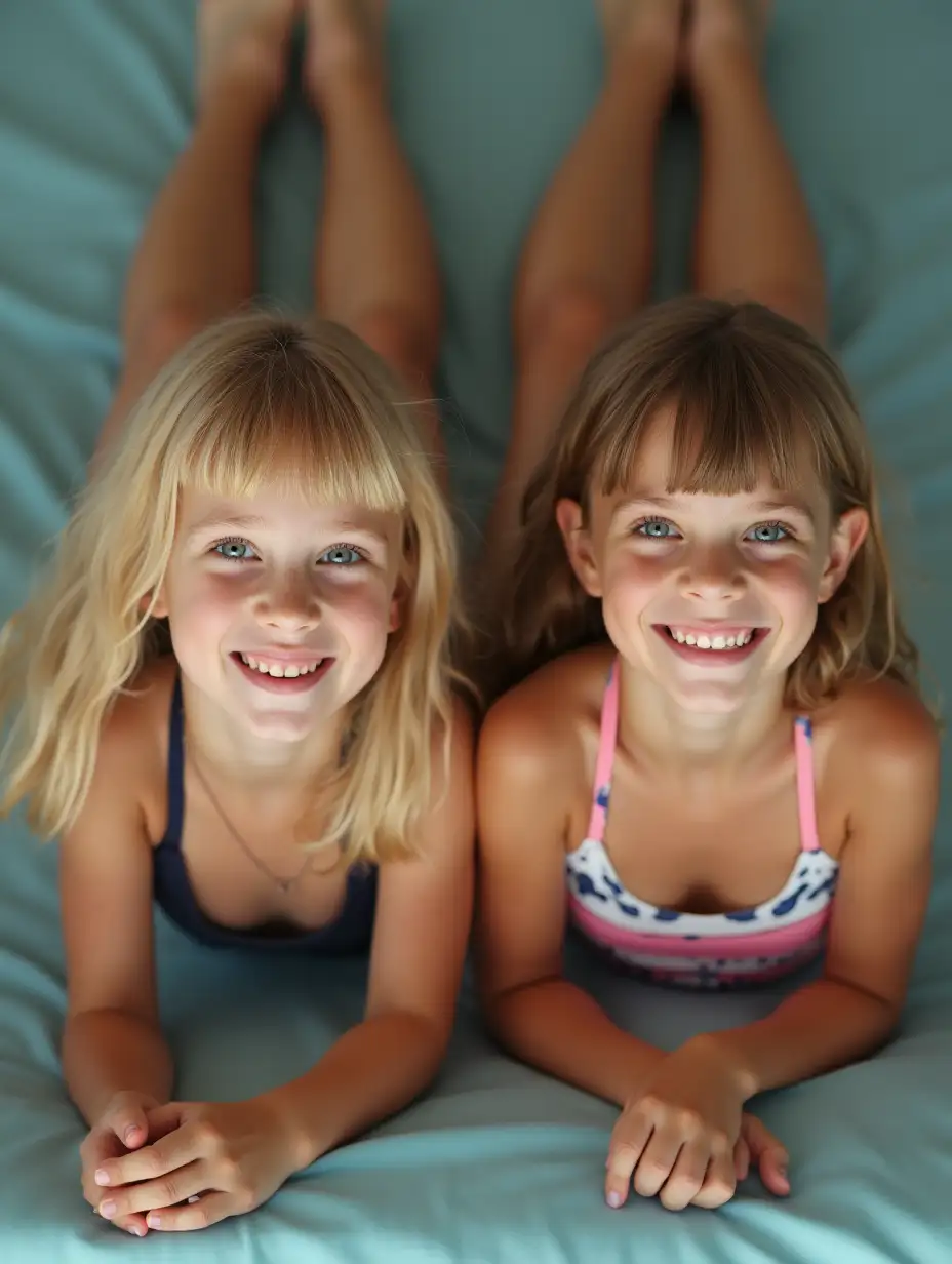 Two-12YearOld-Girls-in-Swimwear-Lying-Down-in-Dance-Studio