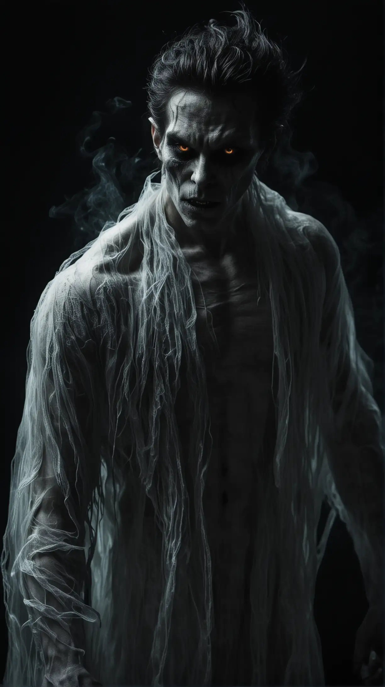 Ghostly Male Demon Portrait on Black Background