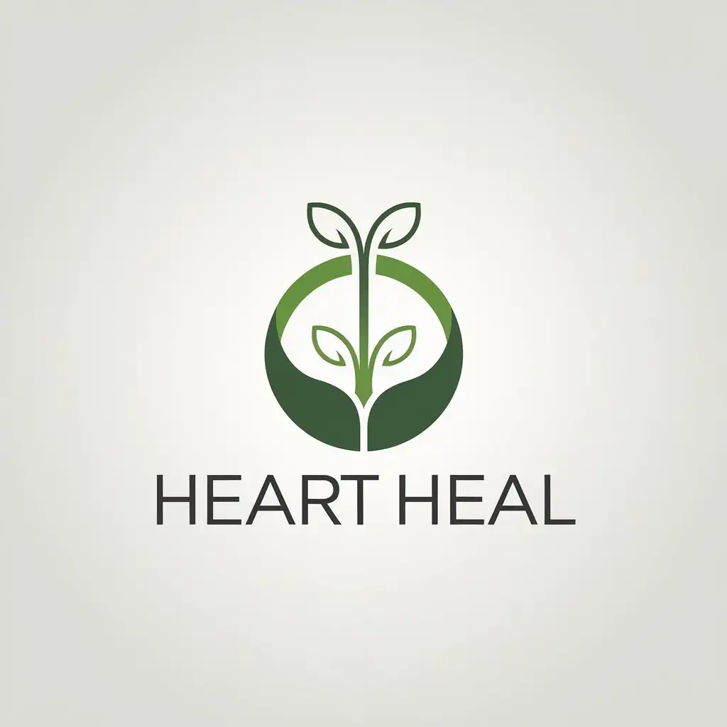 LOGO Design for Heart Heal Green Circle Plants Minimalistic Style with Clear Background