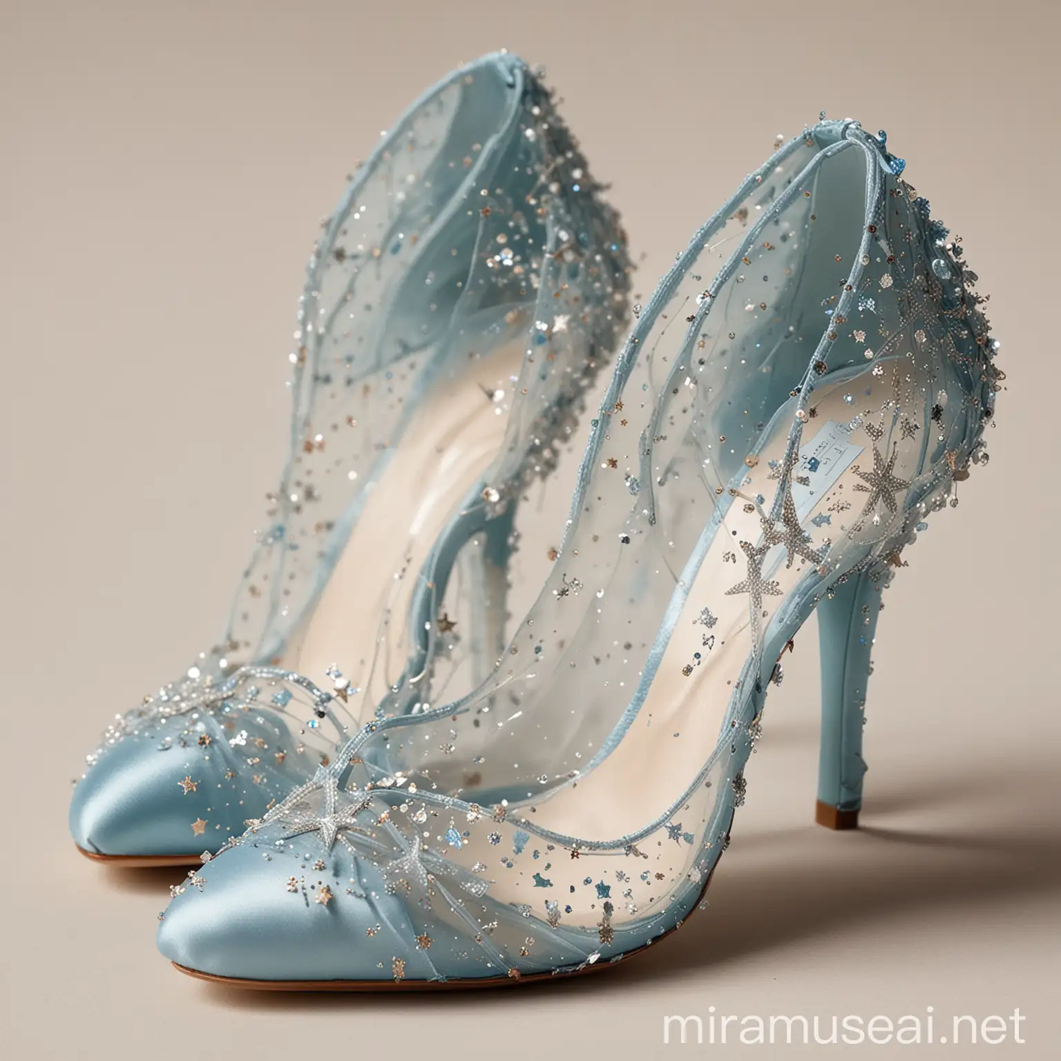 Celestial Sky Blue Shoes with Sparkling Crystal Details