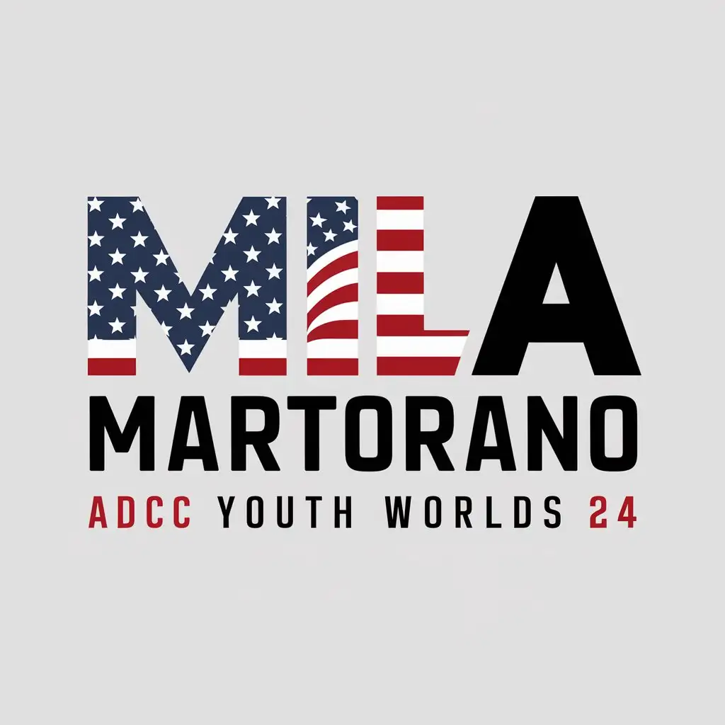 LOGO Design For Mila Martorano Red White Blue with American Flag Theme