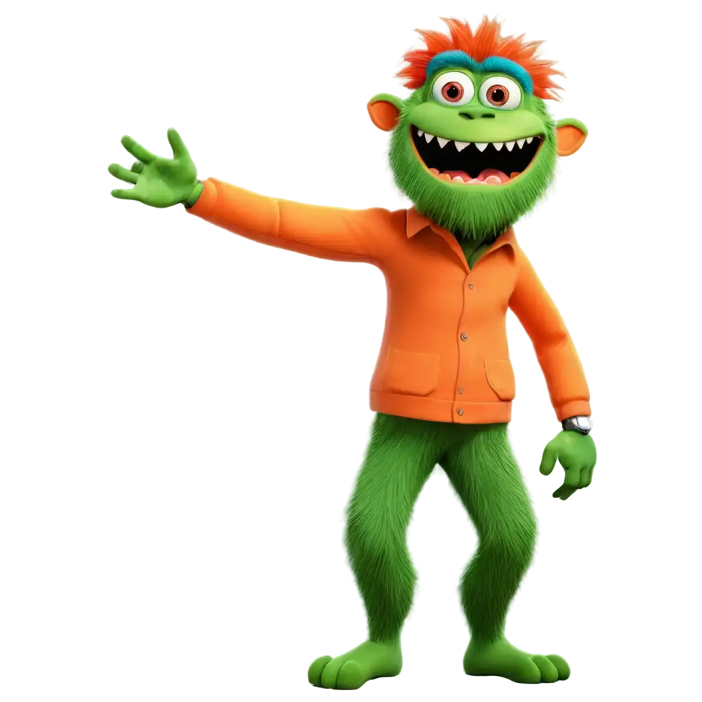 Funny-Green-Monster-Wearing-a-Red-and-Orange-Jacket-PNG-Image-for-Creative-Use