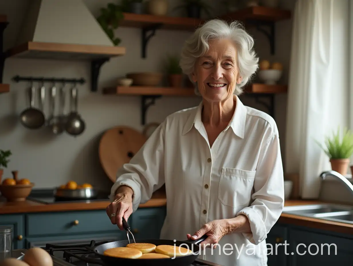 Happy-Grandmother-Frying-French-Pancakes-in-Retro-Kitchen