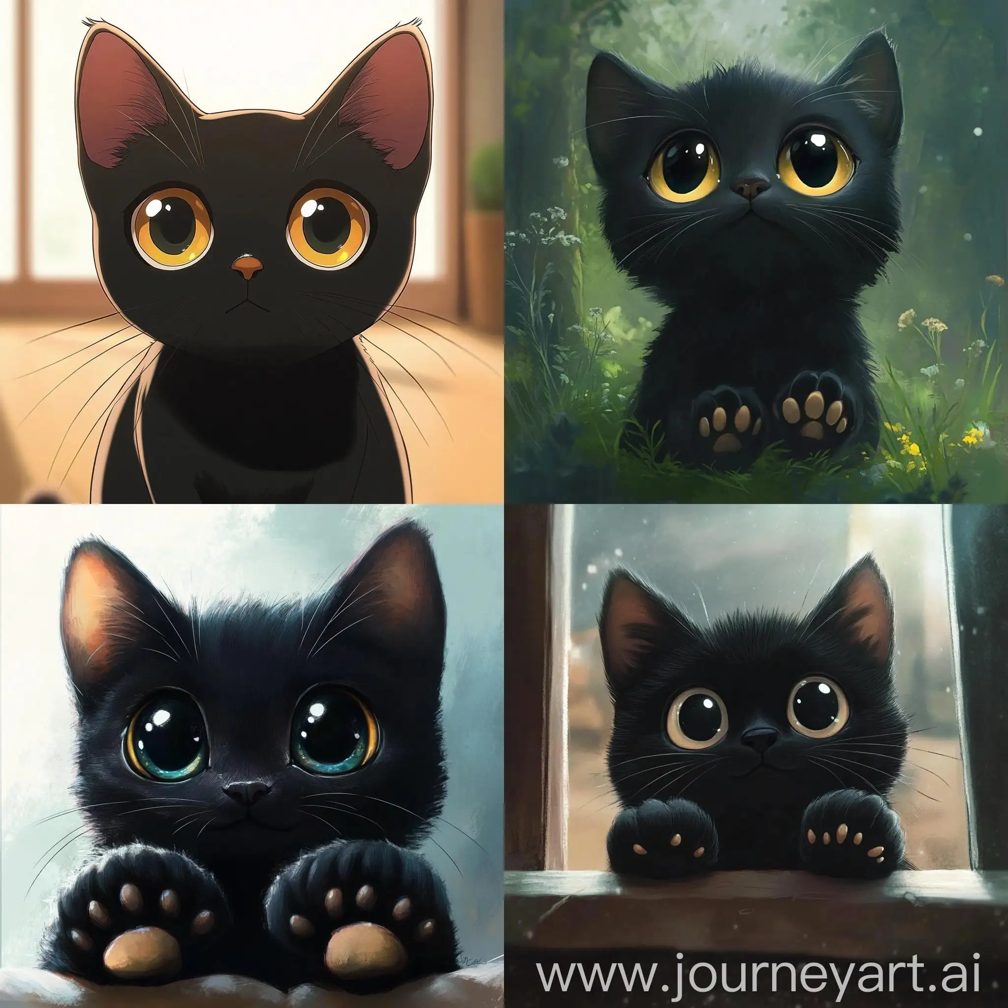 Cute-Black-Kitty-with-Big-Eyes-in-Vanips-Anime-Style-Showing-Paw-Pads