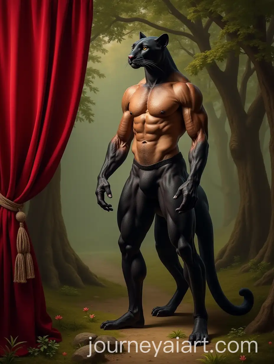 Panther-Centaur-in-English-Grove-with-Theater-Curtain