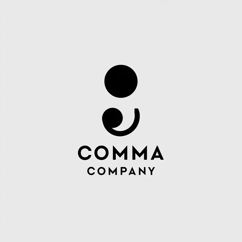 LOGO Design for COMMA COMPANY Minimalistic Vector with Single Comma Symbol and Clear Background