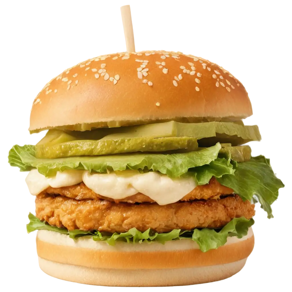 Delicious-Chicken-Burger-with-Cheese-Lettuce-and-Pickles-PNG-Image-for-Culinary-Delight