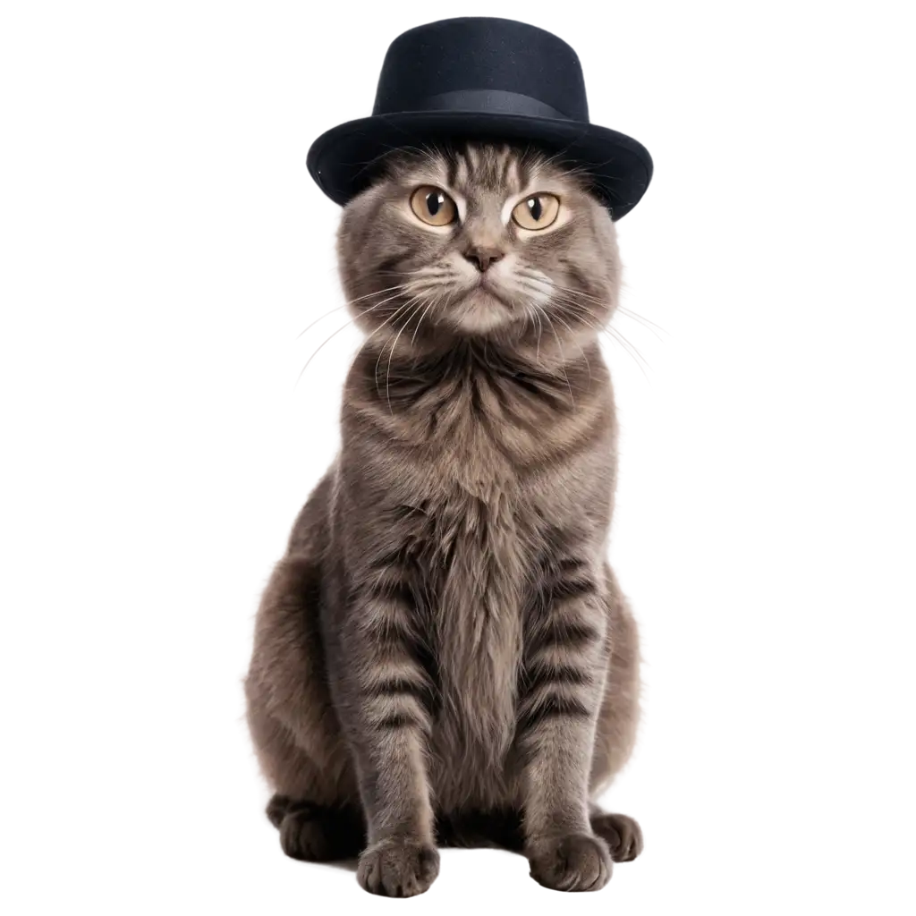 Cat-Wearing-Black-Hat-PNG-HighQuality-Transparent-Image-for-Versatile-Use