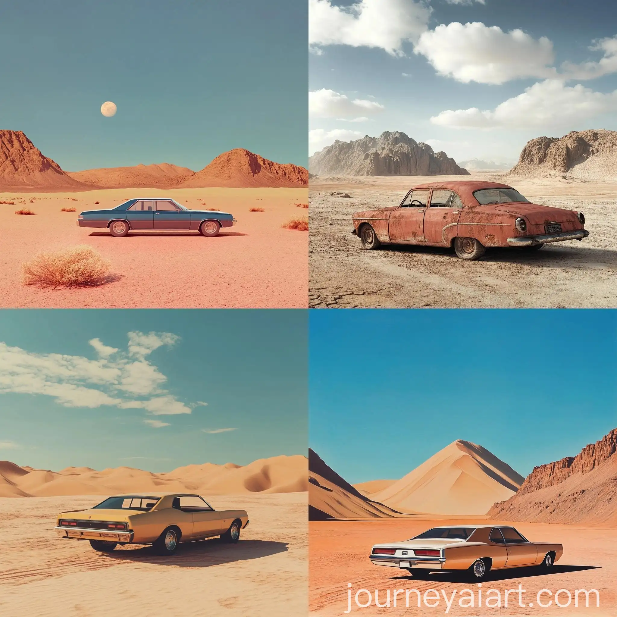 Vintage-Car-Driving-Through-Arid-Desert-Landscape