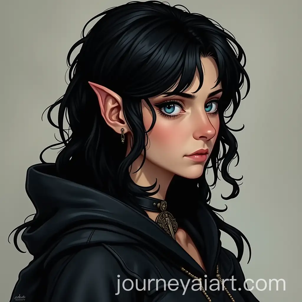 Mature-Female-Halfling-Cleric-with-Black-Hair-and-Blue-Eyes