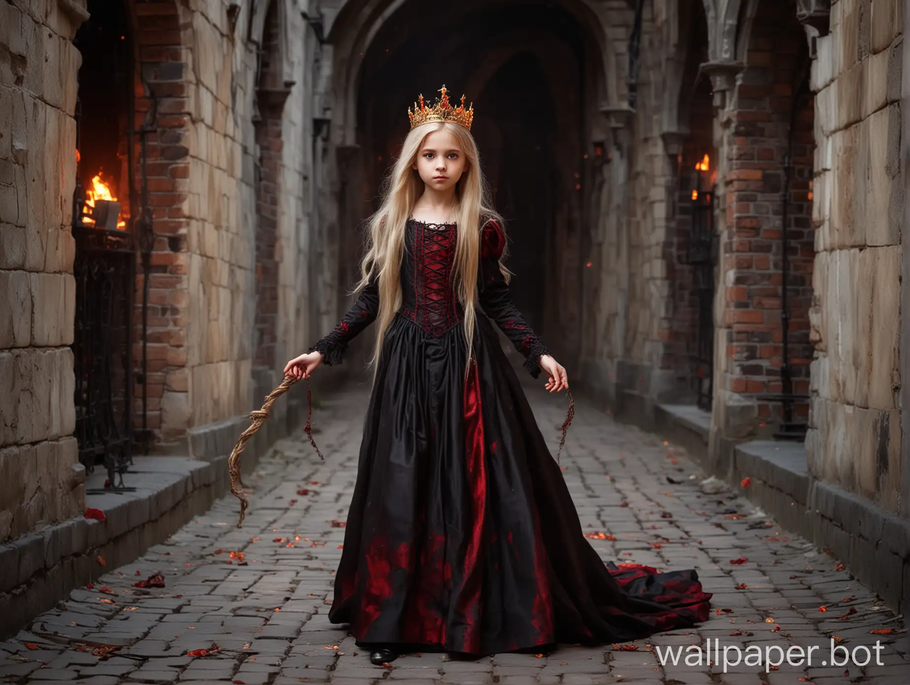 Evil-8YearOld-Girl-Rapunzel-Vampire-with-Fiery-Crown-in-Royal-Castle-Courtyard