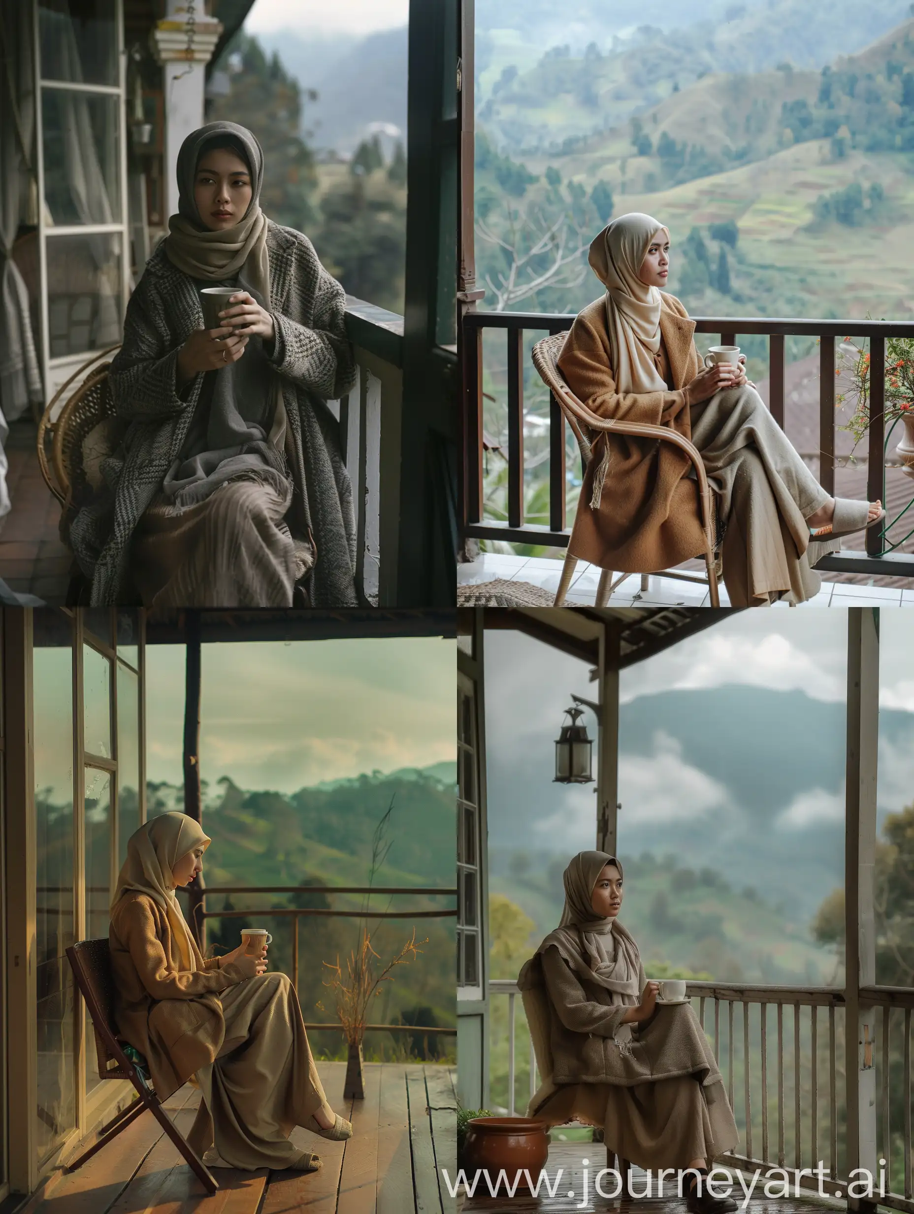 Indonesian-Woman-Enjoying-Coffee-with-Mount-Semeru-View