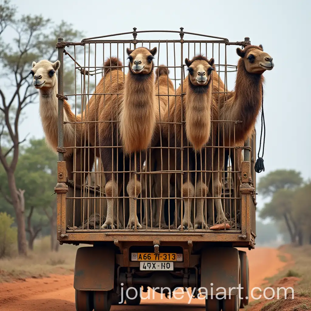 Three-Camels-Transported-on-a-Lorry-in-Rural-Kenya