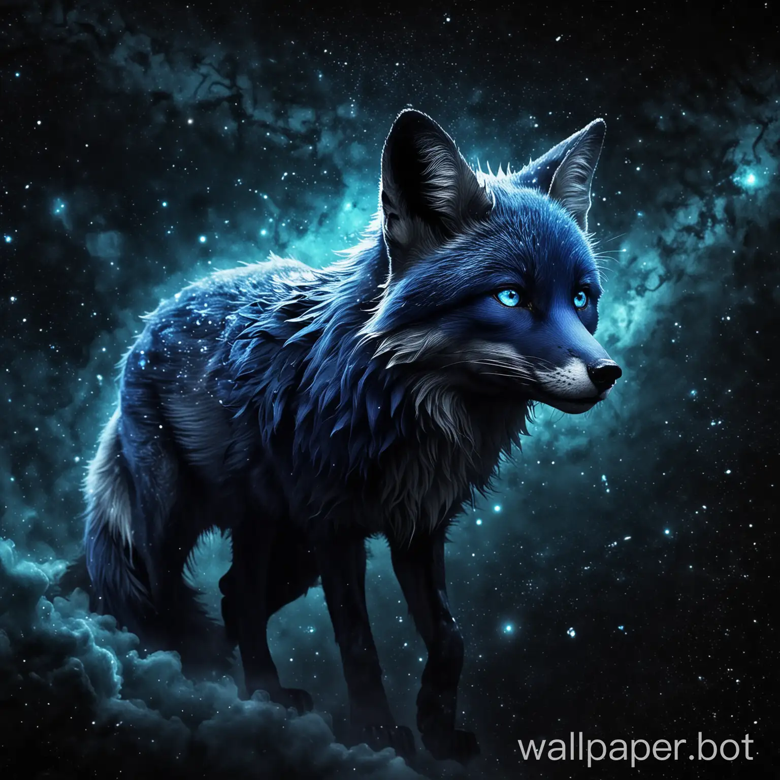 Mysterious-Dark-Blue-Fox-in-Outer-Space