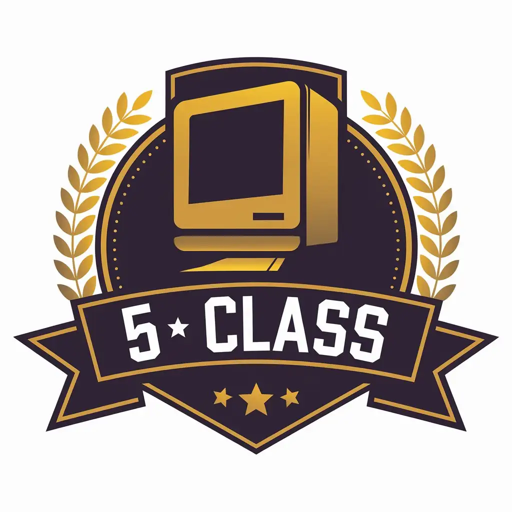 LOGO-Design-for-5-Class-TechInspired-with-Computer-Symbol-and-Clear-Background