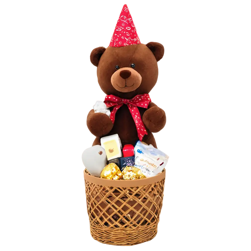 Create-a-PNG-Image-of-a-Stylish-Pleasure-Gift-Basket-with-HighQuality-Chocolates-and-Plush-Toy