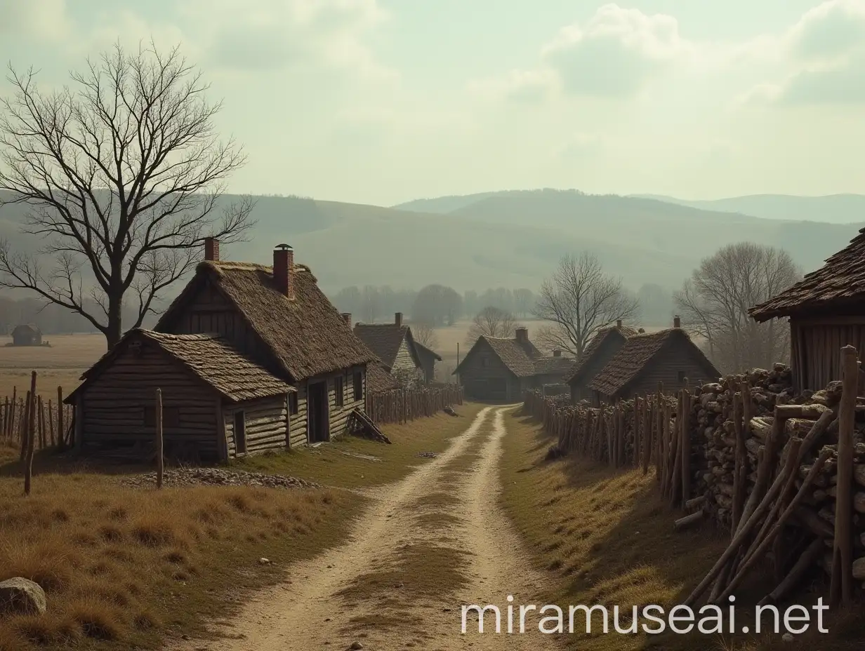 Impoverished Prussian Hamlet in 1806 Nestled Among Desolate Hills