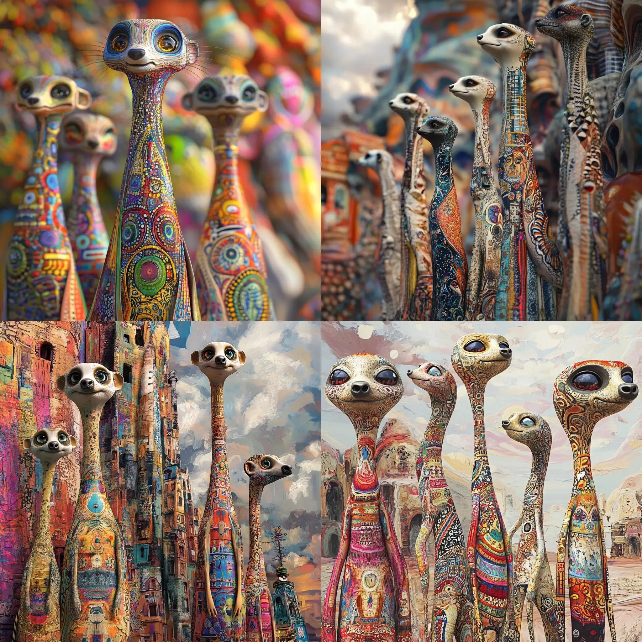 Whimsical-Abstract-Meerkats-with-Intricate-Patterns-and-Colors