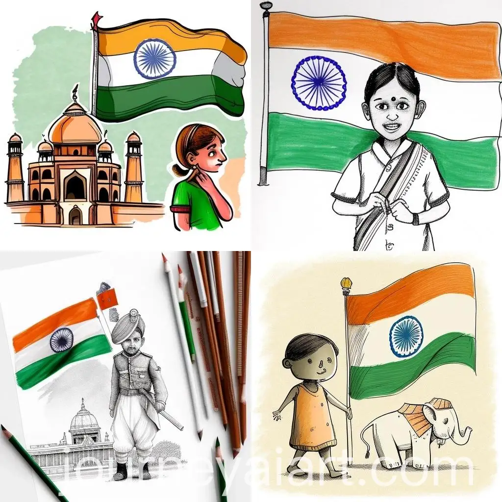 Celebrating-Independence-Day-of-India-Kids-Drawings