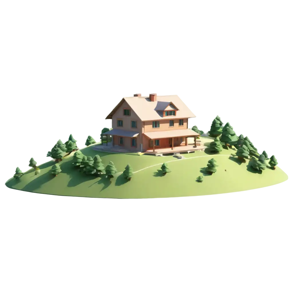 Stunning-Low-Poly-House-PNG-on-a-Mountain-HighQuality-Image-for-Diverse-Applications