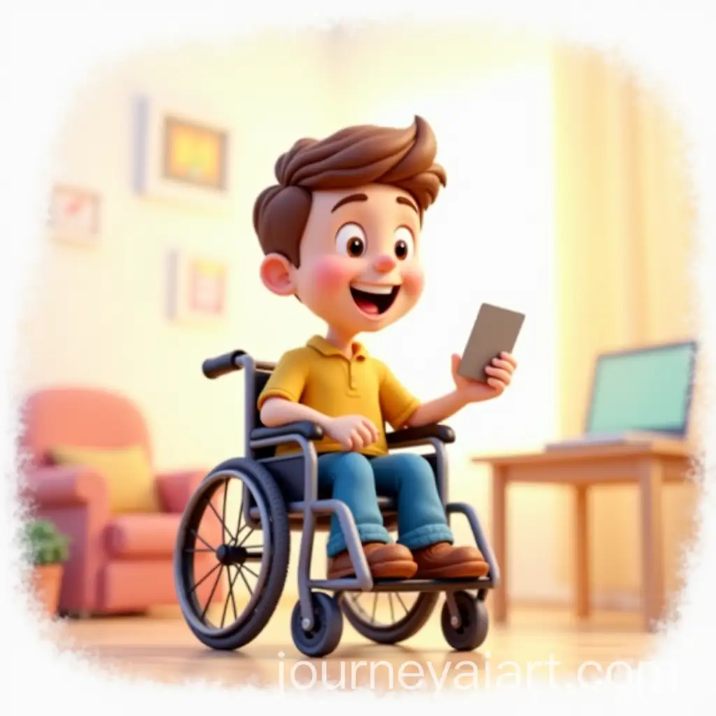Joyful-Employee-with-Disabilities-Holding-Card-in-Cartoon-Style-Illustration