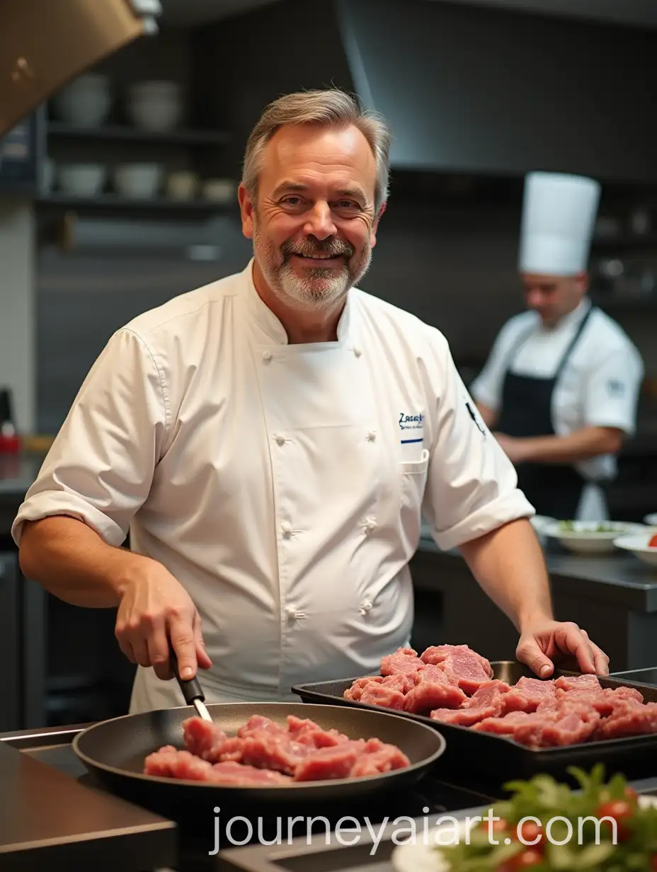 Chef-Cooking-Meat-in-Restaurant-Kitchen