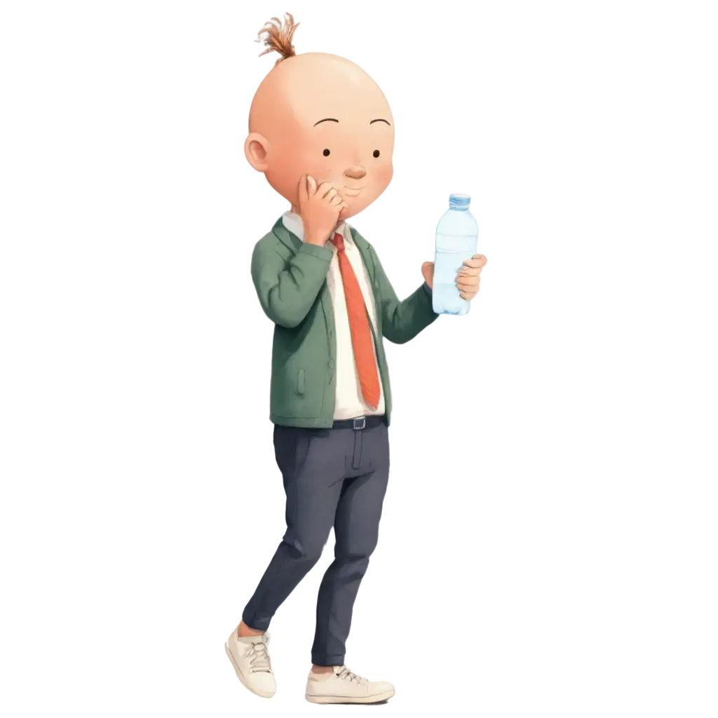 HighQuality-PNG-Image-of-Bald-Character-Drinking-Water-AI-Art-Prompt