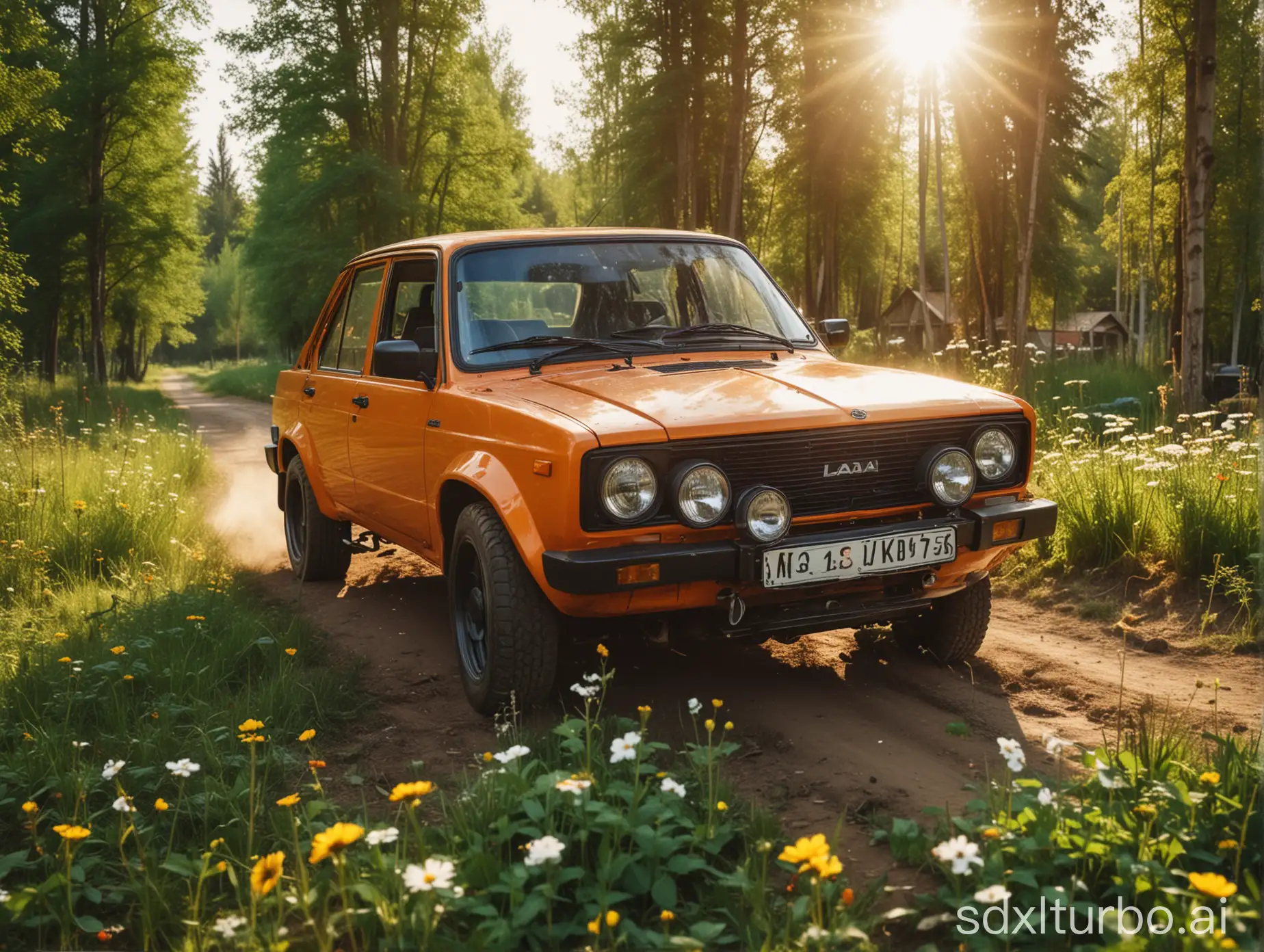 Modified-Lada-Granta-Racing-Car-in-Village-Setting