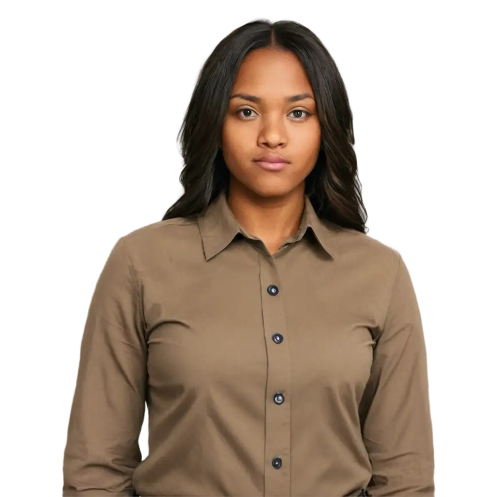 American-Female-Photo-ID-PNG-Image-Black-Woman-with-Slightly-Round-Face-Collared-Shirt-Looking-into-Camera