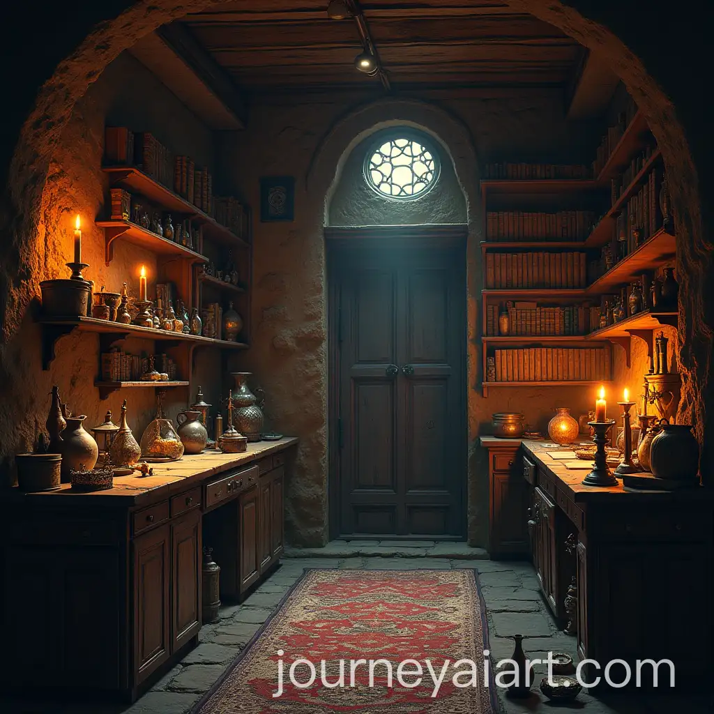 Wizards-Laboratory-with-Alchemical-Tools-and-Hidden-Secret-Door