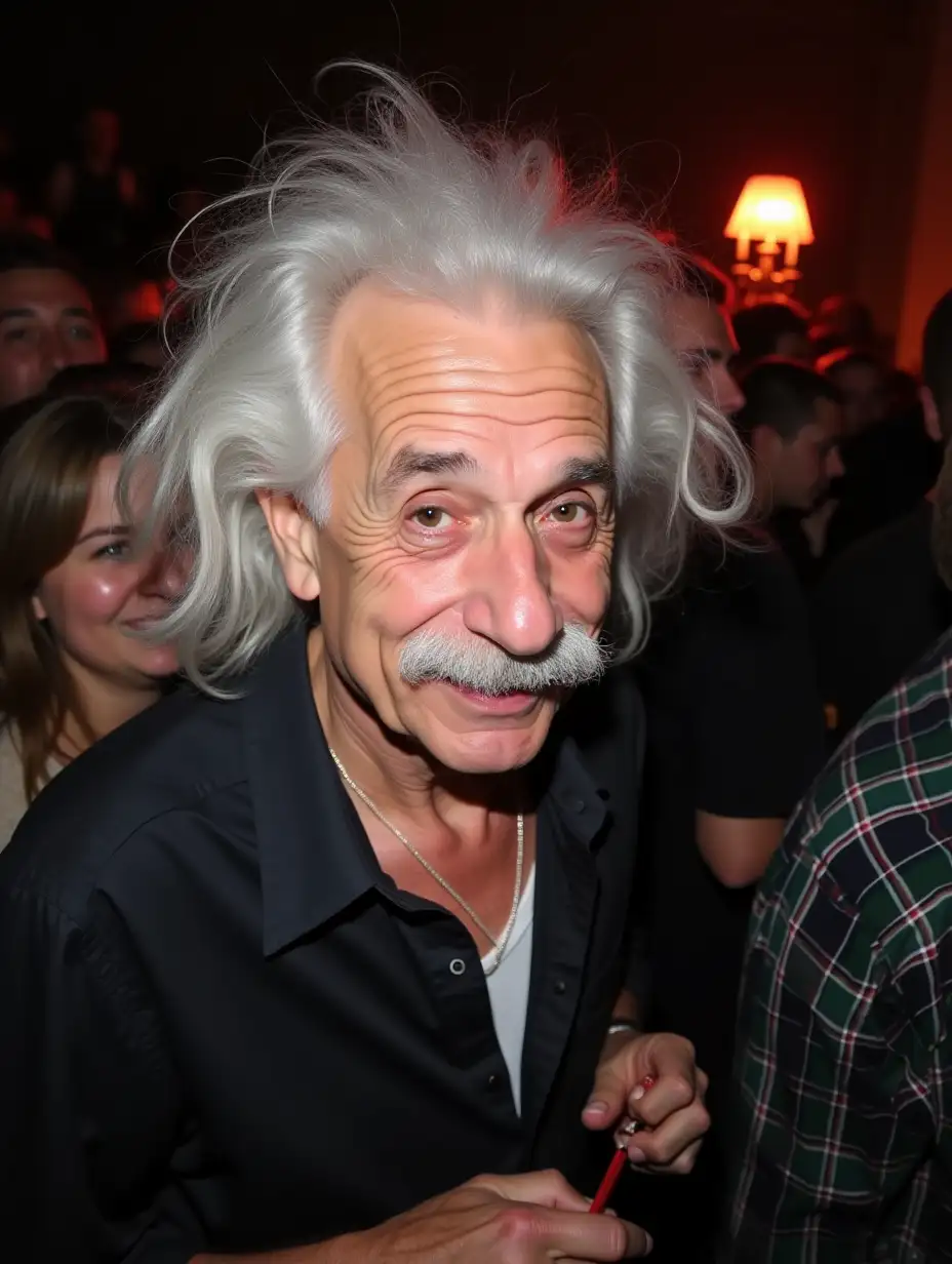 Albert Einstein at a highschool party in 2004