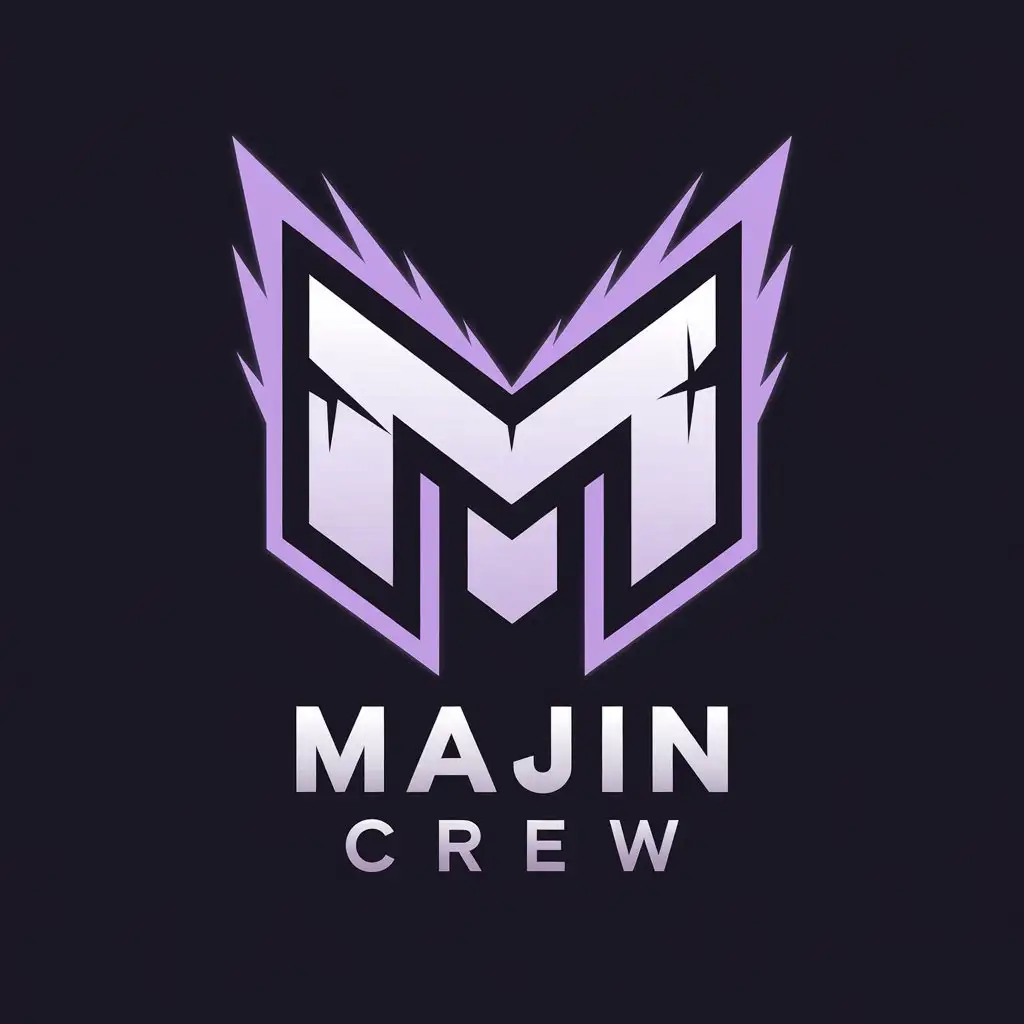 LOGO Design for Majin Crew Black Background with Purple Aura for Entertainment Industry