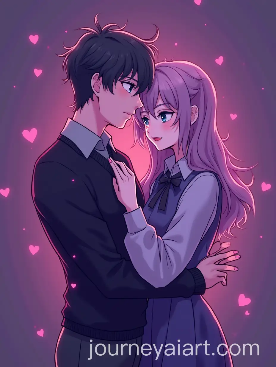 Cute-AnimeStyle-Couple-Mobile-Wallpaper-with-Pastel-Dark-Colors