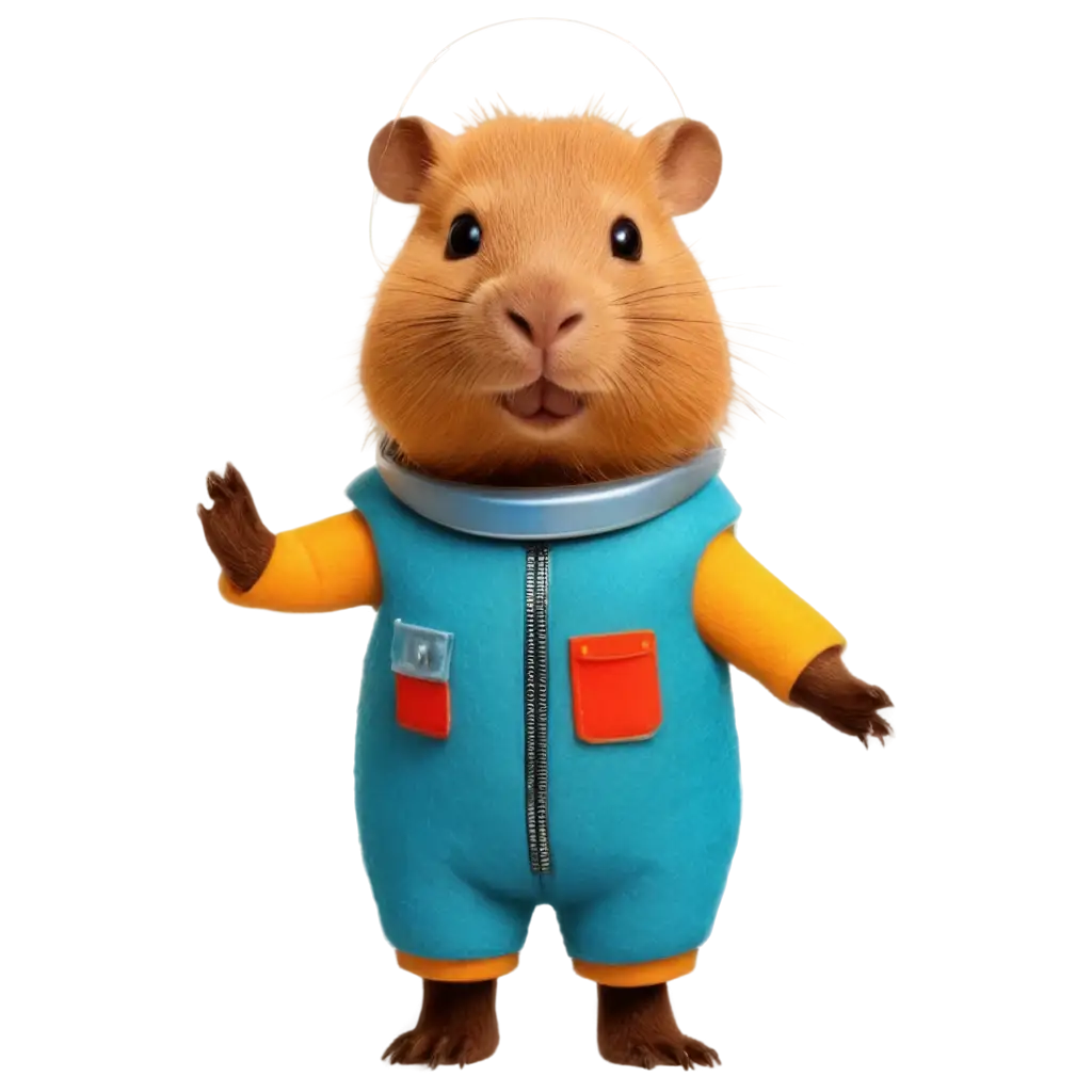 PNG-Image-Small-Capybara-in-Space-Suit-Felt-Style-Cartoon-Art